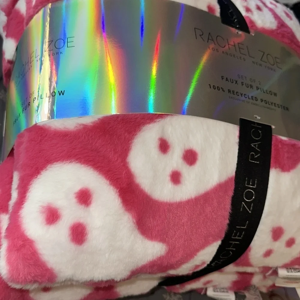 NEW Rachel Zoe Halloween Hot 2  Pink Ghost Pillows